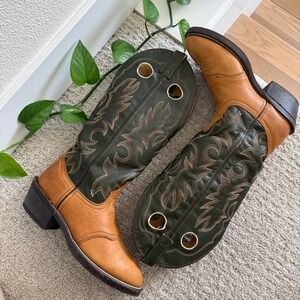 SHEPLER'S BUCKAROO TALL WESTERN Leather Cowboy Boots Embroidered MEN 6.5 D